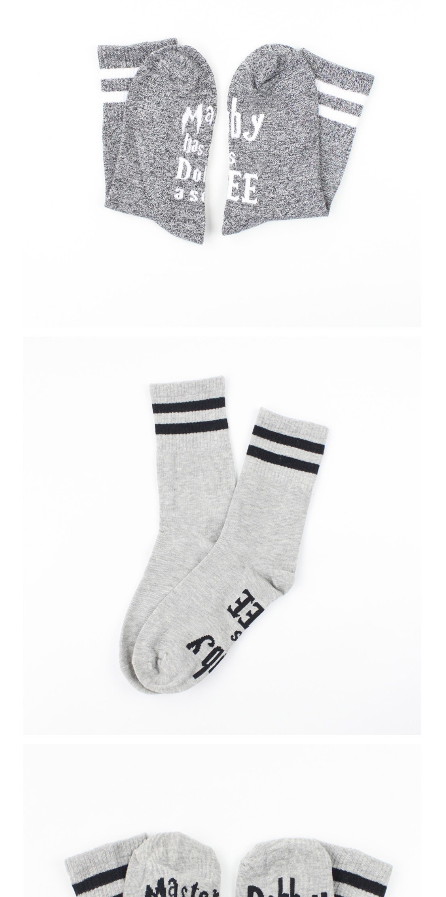 Fashion Gray Striped Socks With Letter Socks,Fashion Socks