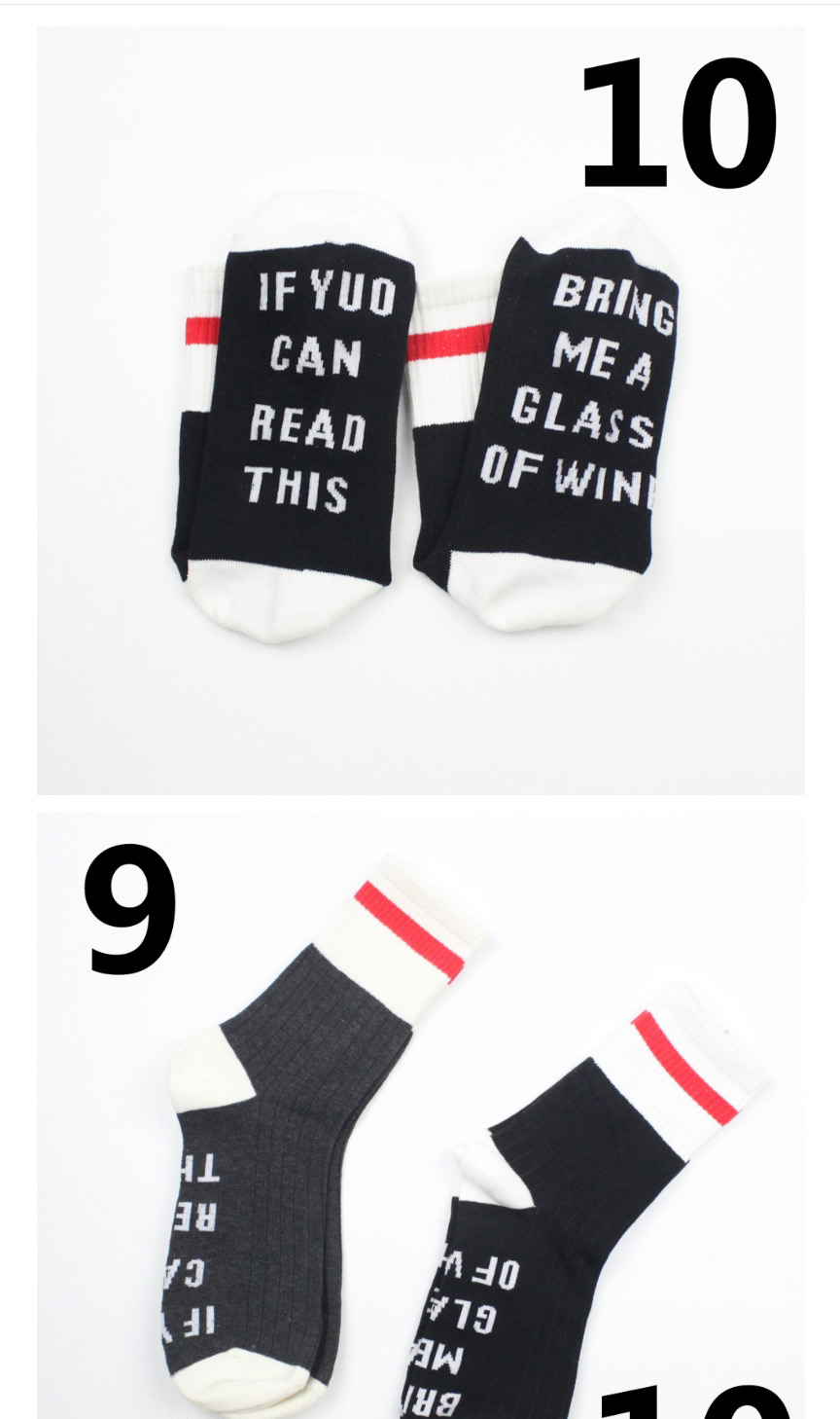 Fashion Grey Wine Red Plantar Letters Hit The Color In The Tube Pile Pile Socks,Fashion Socks