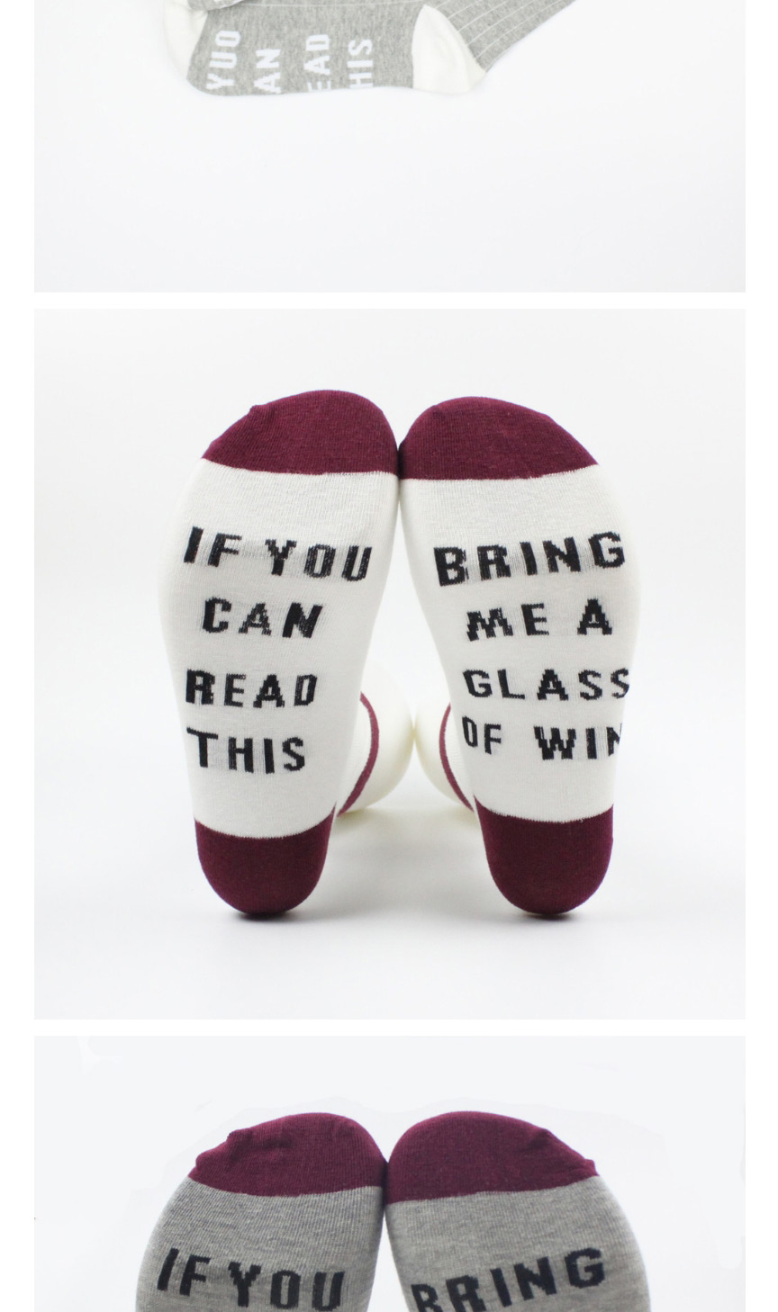Fashion Milky White Wine Red Plantar Letters Hit The Color In The Tube Pile Pile Socks,Fashion Socks