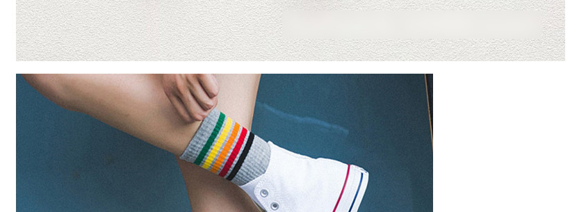 Fashion Gray Cotton Striped Contrast Socks,Fashion Socks