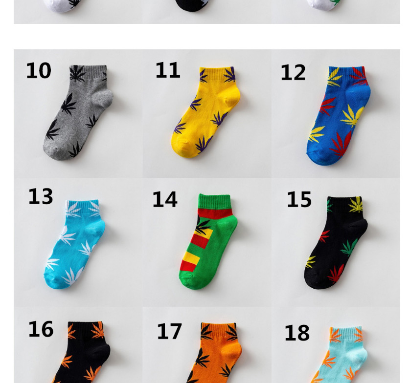 Fashion Royal Blue With Yellow Background Couples Cotton Maple Leaf Invisible Socks,Fashion Socks
