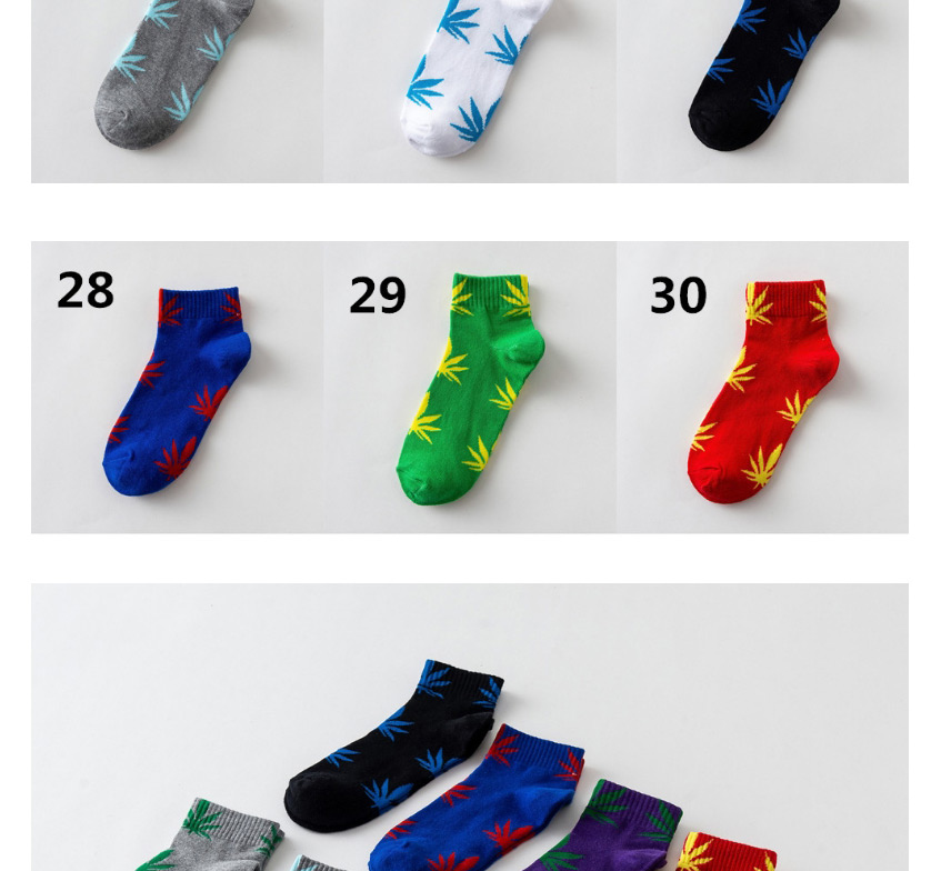 Fashion Royal Blue With Yellow Background Couples Cotton Maple Leaf Invisible Socks,Fashion Socks