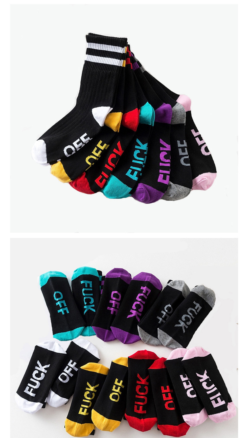 Fashion Black And Red Mens Cotton Socks With Contrasting Letters,Fashion Socks