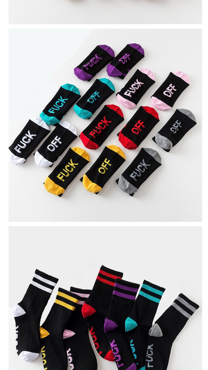 Fashion Black Powder Mens Cotton Socks With Contrasting Letters,Fashion Socks