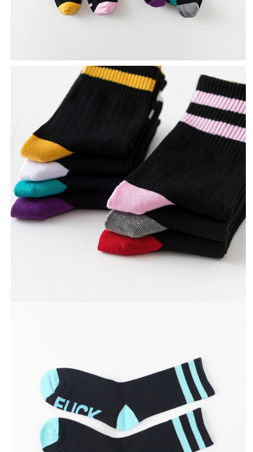 Fashion Black Purple Mens Cotton Socks With Contrasting Letters,Fashion Socks