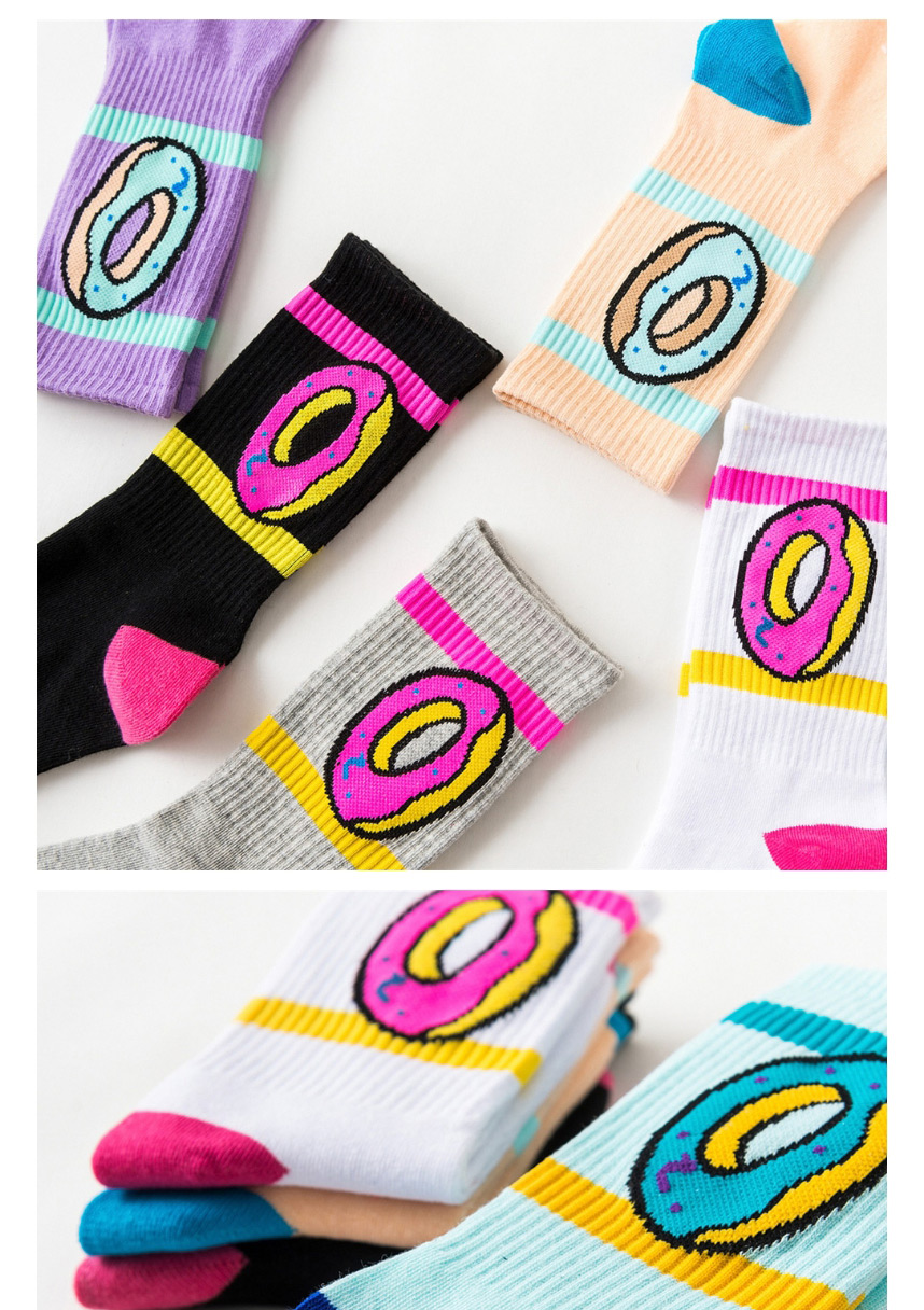 Fashion Pink Donuts Hit Color Mid-tube Cotton Sports Socks,Fashion Socks