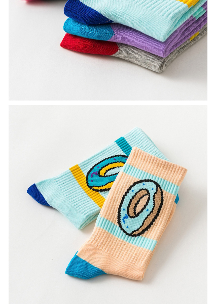 Fashion Beige Donuts Hit Color Mid-tube Cotton Sports Socks,Fashion Socks