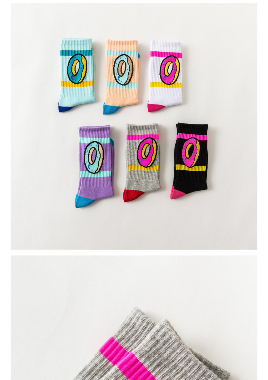 Fashion Black Donuts Hit Color Mid-tube Cotton Sports Socks,Fashion Socks