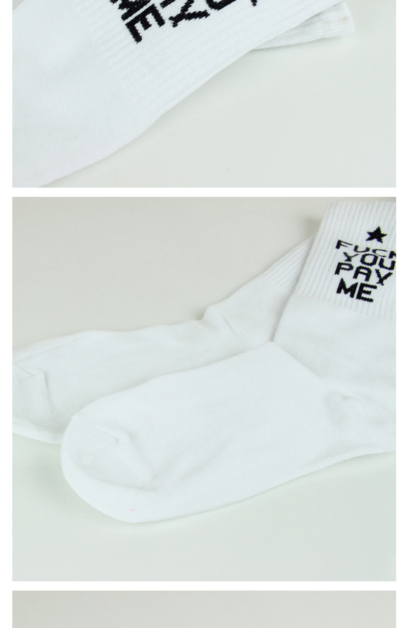 Fashion White Letter Five-pointed Star Cotton Socks,Fashion Socks