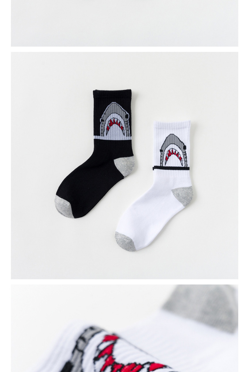 Fashion Shark Black Shark Cotton Contrast Socks,Fashion Socks
