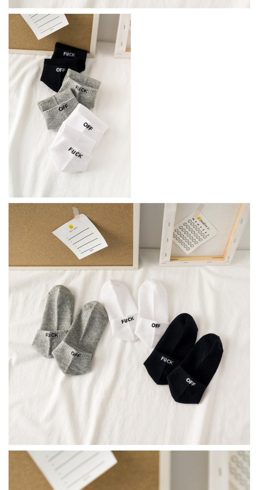 Fashion White Letter Cotton Non-slip Boat Socks,Fashion Socks