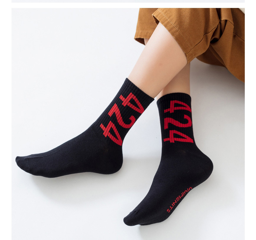 Fashion Black Digital Contrast Color Cotton Socks,Fashion Socks