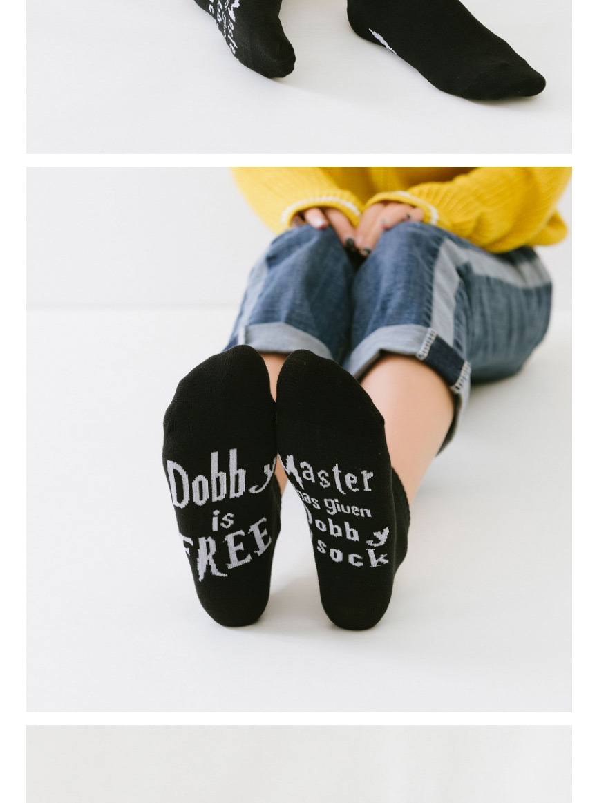 Fashion Black Letters On The Sole Of The Contrast Color Cotton Socks,Fashion Socks