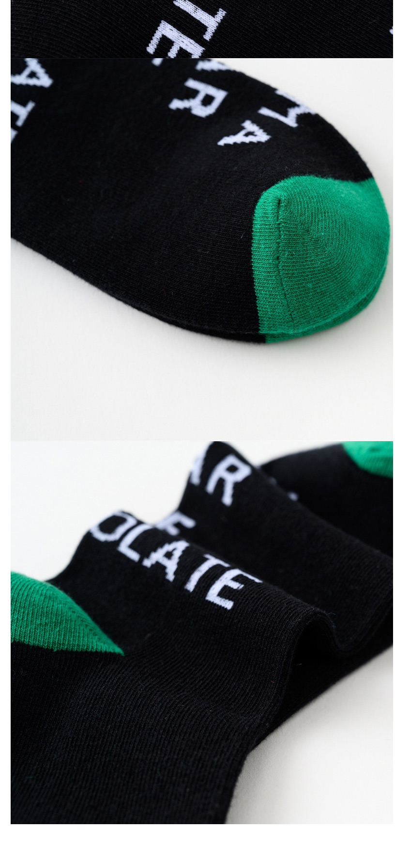 Fashion Green Letter Hit Color Cotton Socks,Fashion Socks