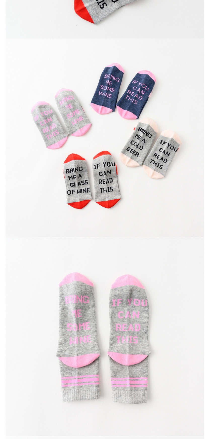 Fashion Pink Letter Hit Color Cotton Socks,Fashion Socks