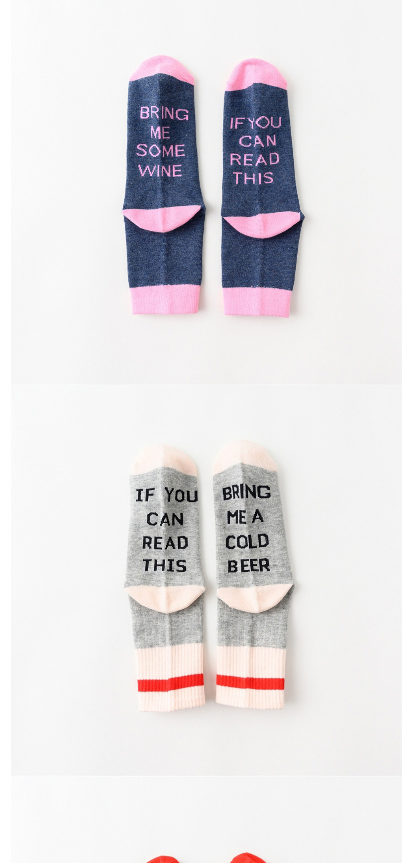 Fashion Pink Letter Hit Color Cotton Socks,Fashion Socks