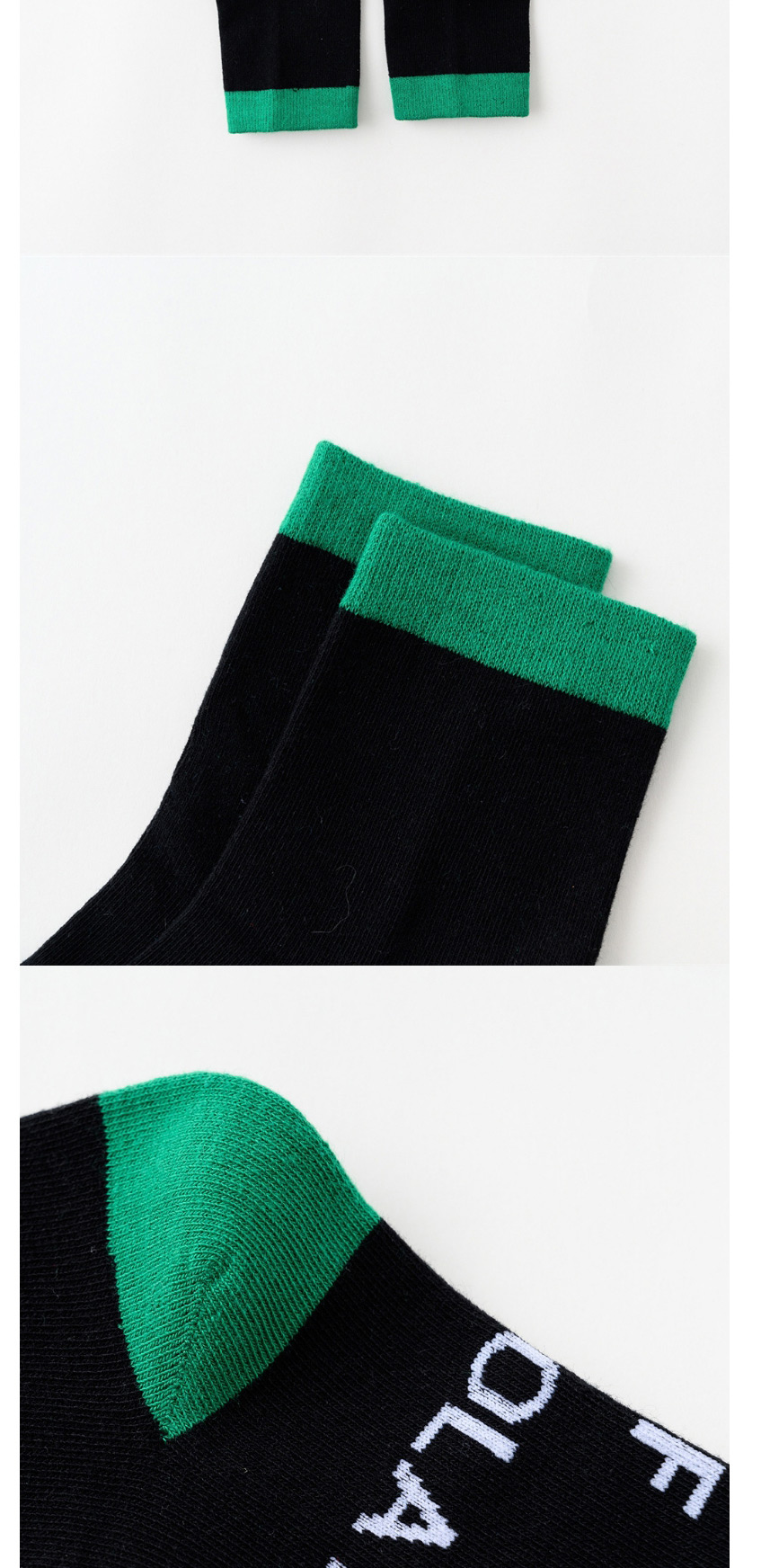 Fashion Green Letter Hit Color Cotton Socks,Fashion Socks