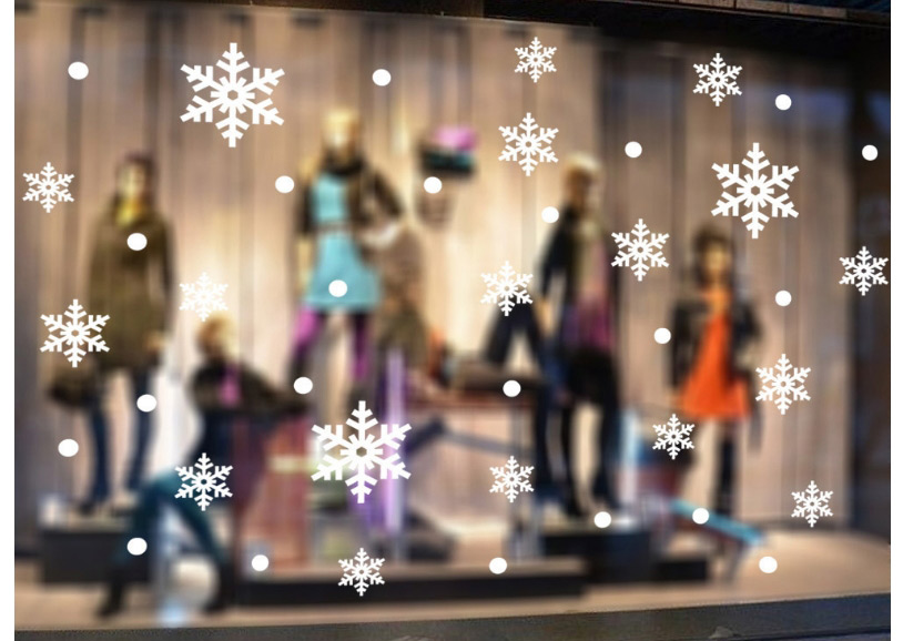 Fashion White Christmas Snowflake Shop Window Glass Background Wall Decoration Wall Sticker,Festival & Party Supplies