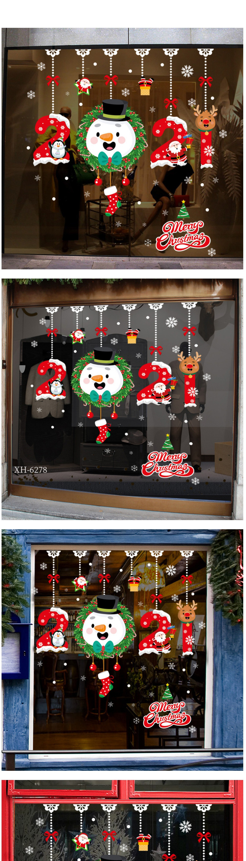 Fashion Christmas Animals Christmas Scene Decoration Glass Window Stickers,Festival & Party Supplies