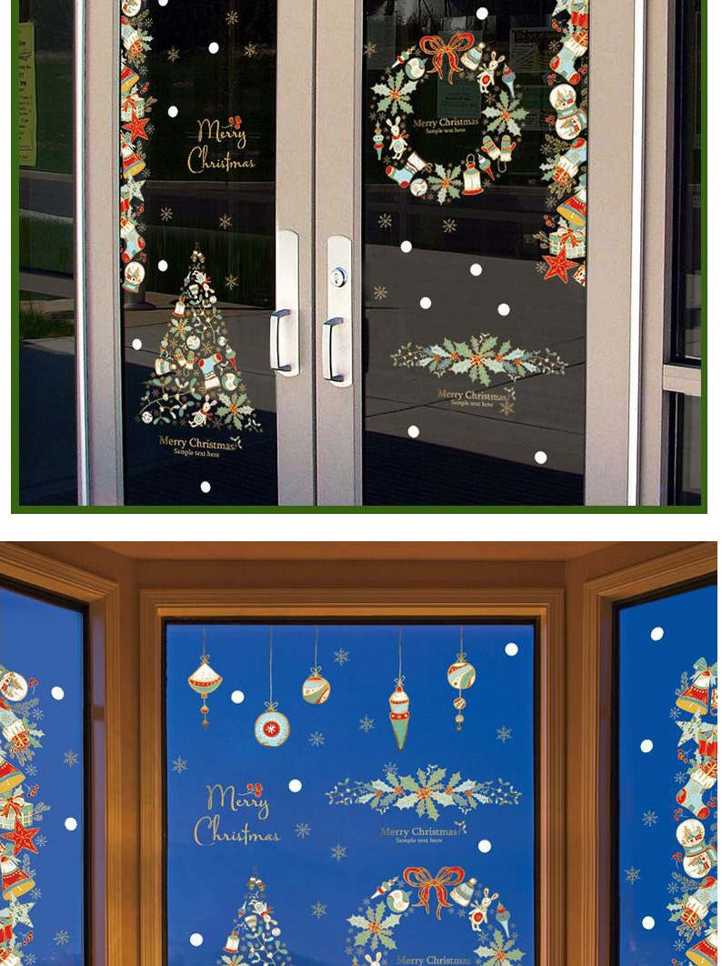 Fashion Wreath Christmas And New Year Window Glass Door And Window Wall Stickers,Festival & Party Supplies