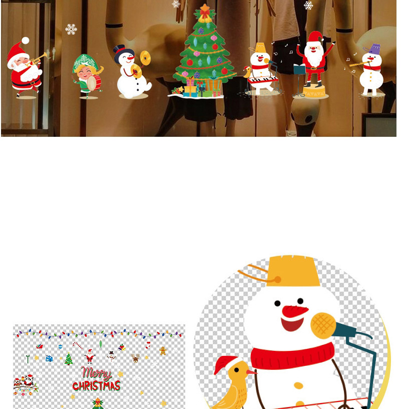 Fashion Christmas Snowman Christmas Scene Decoration Glass Window Stickers,Festival & Party Supplies