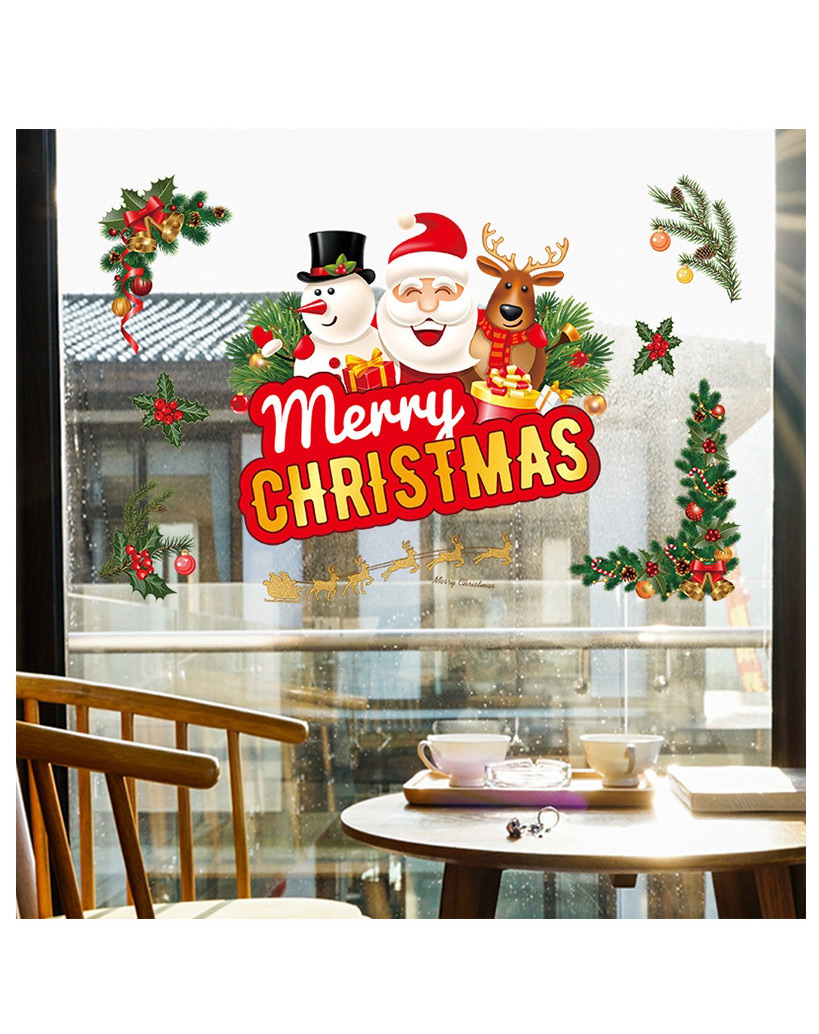 Fashion Elk Christmas Window Glass Doors And Windows Office Decoration Wall Stickers,Festival & Party Supplies