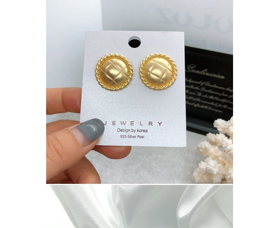 Fashion Round Matte Gold Geometric Butterfly Combined With Gold Hollow Earrings,Stud Earrings