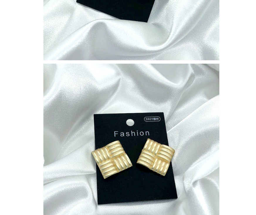 Fashion Square Matte Gold Geometric Butterfly Combined With Gold Hollow Earrings,Stud Earrings