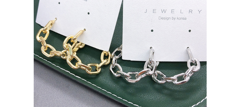 Fashion Gold Color Interlocking Chain Alloy Hollow Earrings,Stud Earrings