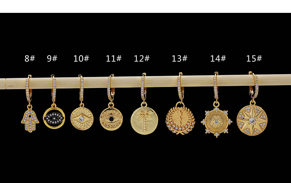 Fashion 16#gold Color Copper Inlaid Zircon Geometric Earrings (1pcs),Earrings