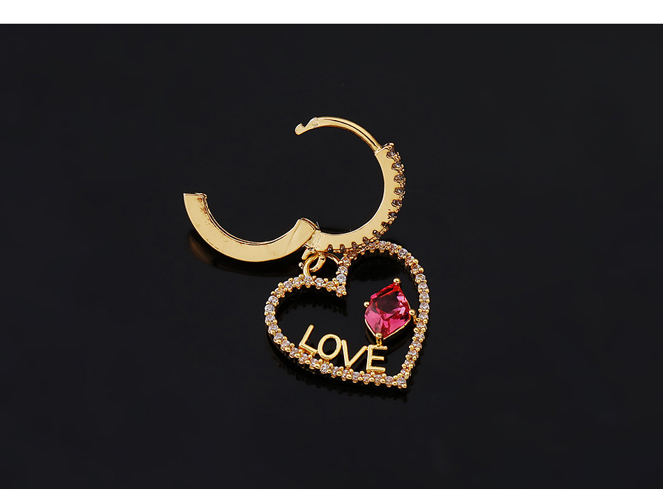 Fashion 14#gold Color Copper Inlaid Zircon Badge Earrings (1pcs),Earrings