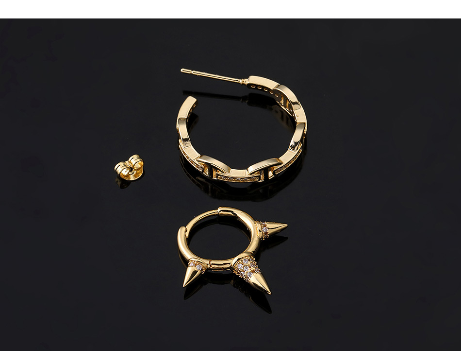 Fashion 2#gold Color Copper Inlaid Zircon Geometric Earrings (1pcs),Earrings