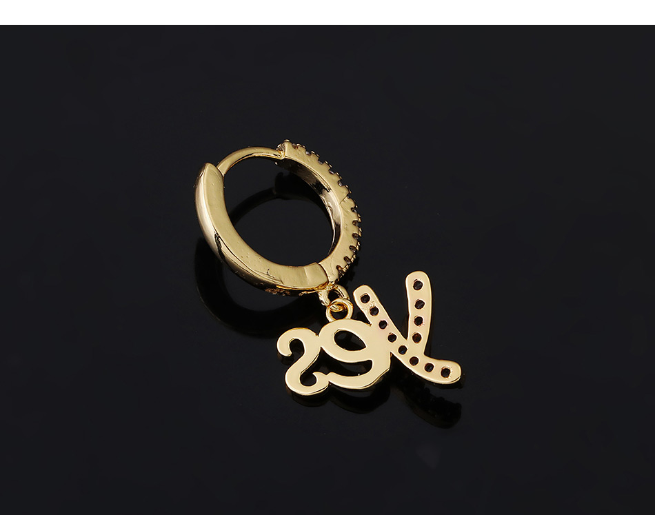 Fashion 6#gold Color Copper Inlaid Zircon Letter Yes Earrings (1pcs),Earrings