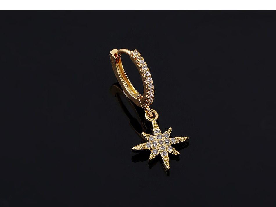 Fashion 4#gold Color Copper Inlaid Zircon Star Earrings (1pcs),Earrings