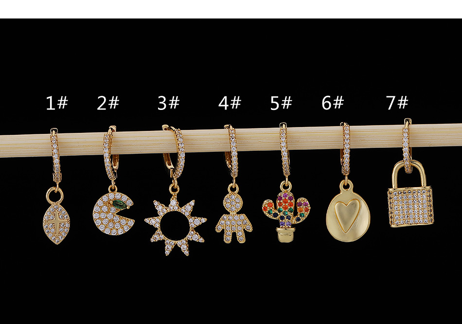 Fashion 6#gold Color Copper Inlaid Zircon Heart Earrings (1pcs),Earrings
