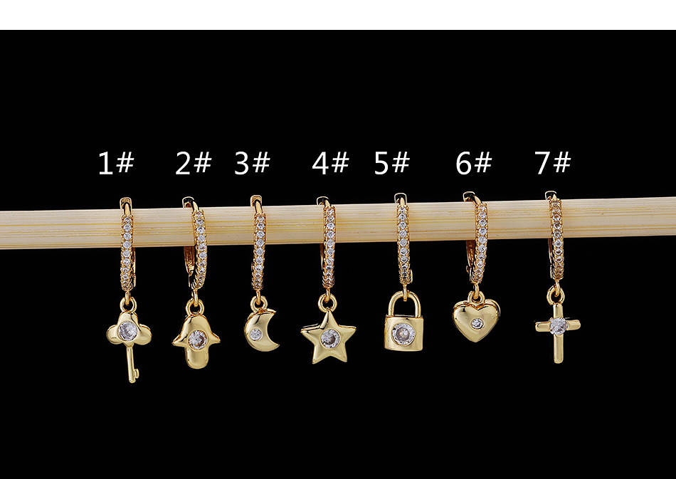 Fashion 7#gold Color Copper Inlaid Zircon Cross Earrings (1pcs),Earrings
