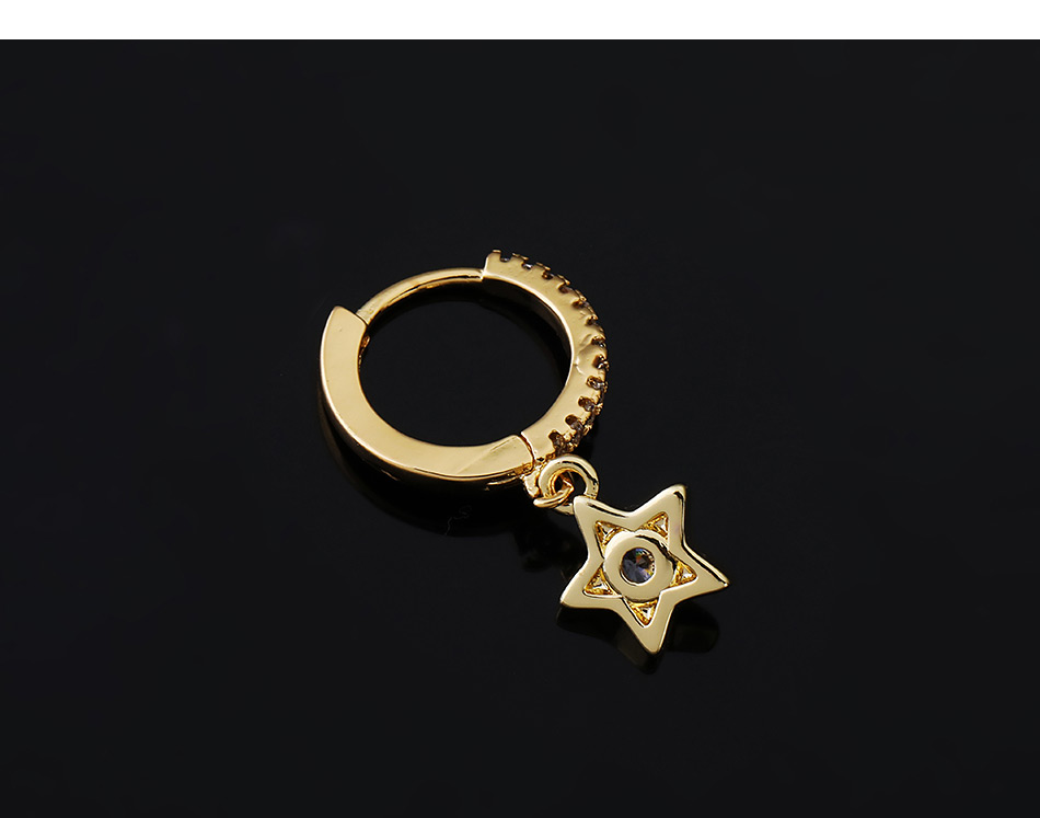 Fashion 4#gold Color Copper Inlaid Zircon Star Earrings (1pcs),Earrings