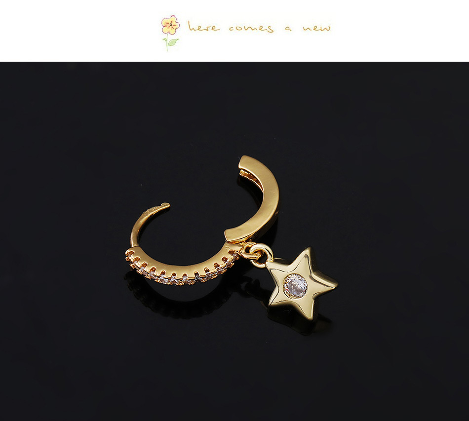 Fashion 5#gold Color Copper Inlaid Zircon Lock Earrings (1pcs),Earrings