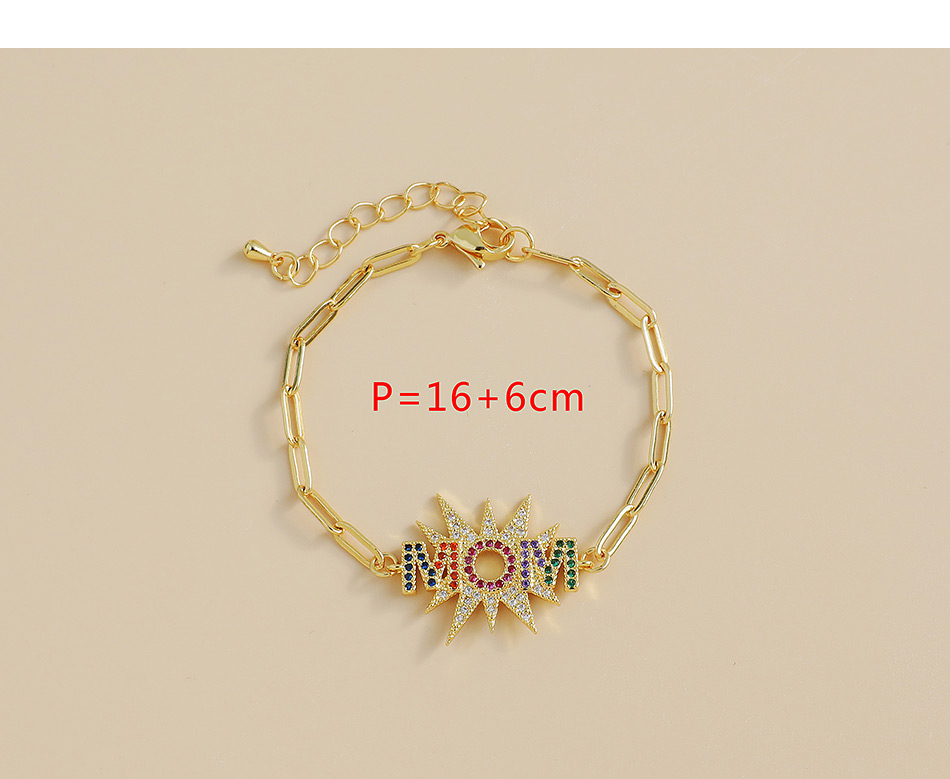 Fashion 2#gold Color Copper Inlaid Zircon Letter Bracelet,Bracelets