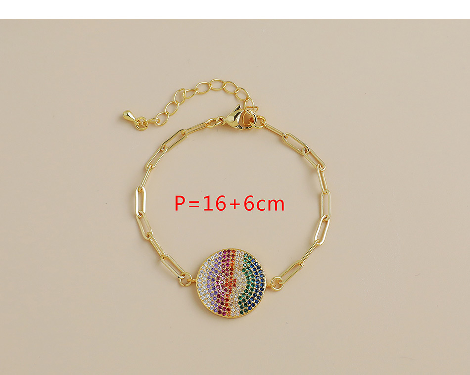 Fashion 8#gold Color Copper Inlaid Zircon Geometric Bracelet,Bracelets