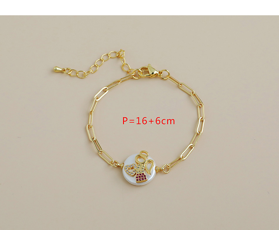 Fashion 10#gold Color Copper Inlaid Zircon Shell Doll Bracelet,Bracelets