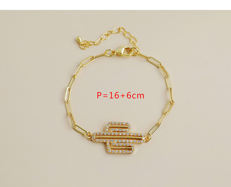 Fashion 6#gold Color Copper Inlaid Zircon Cactus Bee Shell Bracelet,Bracelets