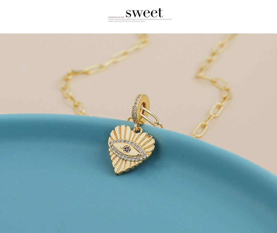 Fashion 7#gold Color Copper Inlaid Zircon Love Lock Crescent Necklace,Necklaces