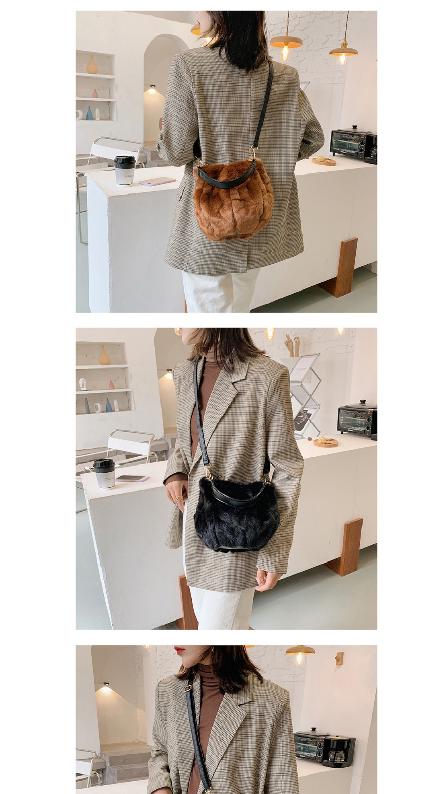 Fashion Flower Ash Plush Pleated Shell One-shoulder Messenger Bag,Handbags