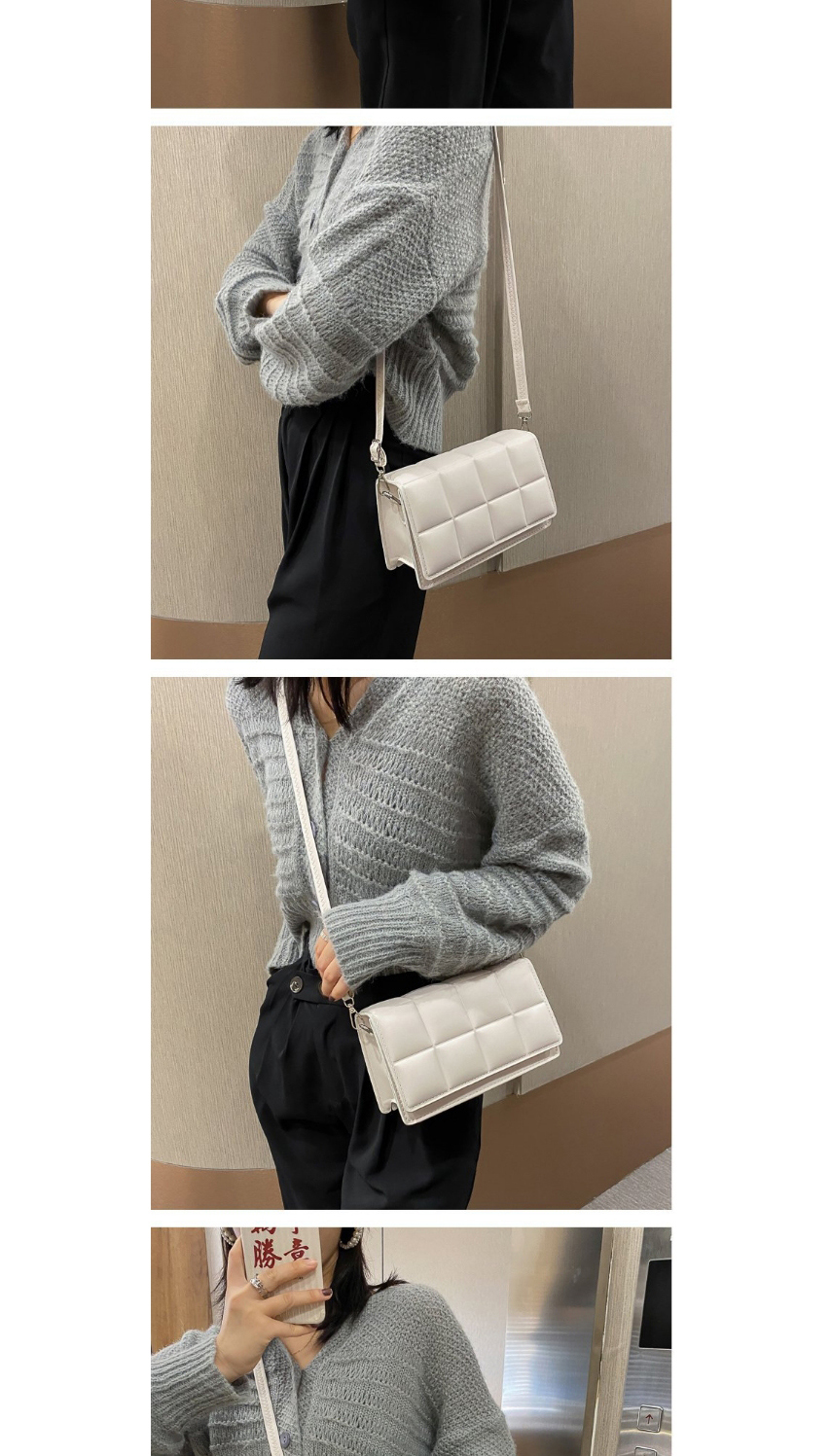 Fashion White Woven Flap Solid Color Crossbody Shoulder Bag,Shoulder bags