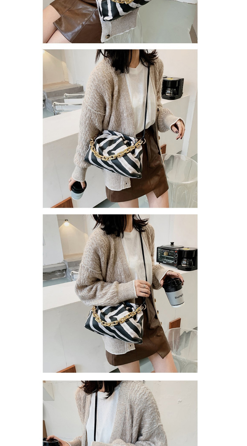 Fashion Stone Pattern Chain Animal Pattern Clip One Shoulder Messenger Bag,Shoulder bags