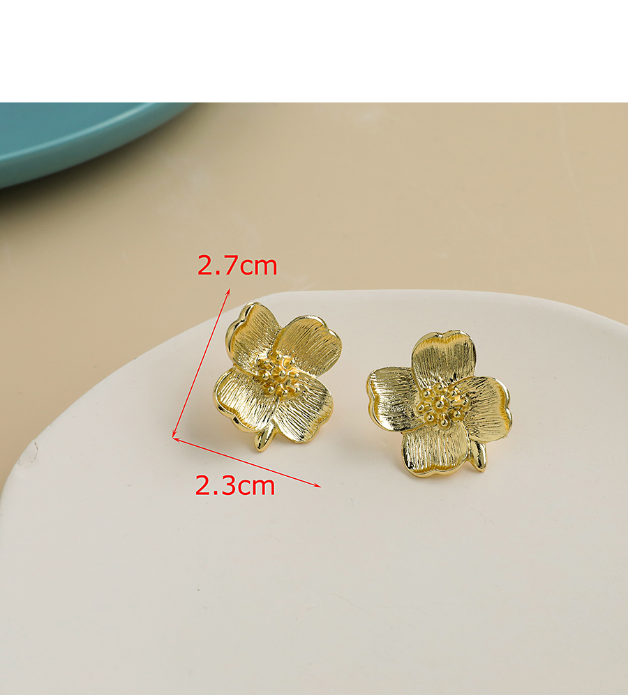  Golden Alloy Flower Earrings,Stud Earrings