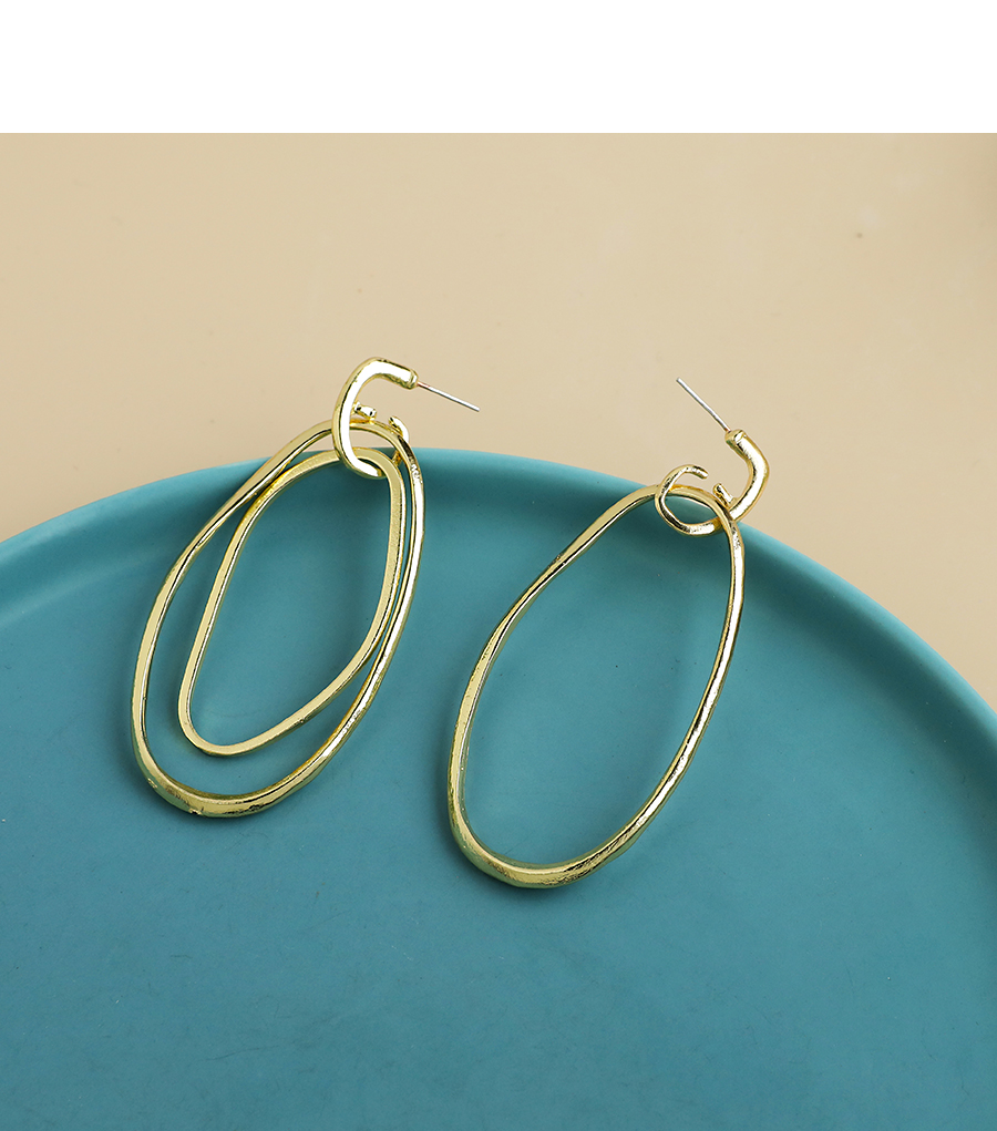  Golden Alloy Hollow Geometric Shape Asymmetrical Earrings,Drop Earrings
