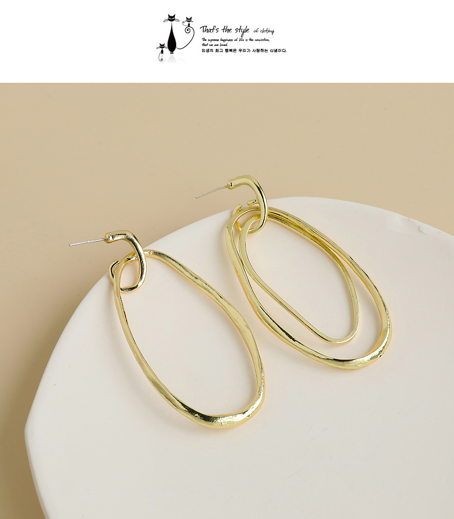  Golden Alloy Hollow Geometric Shape Asymmetrical Earrings,Drop Earrings