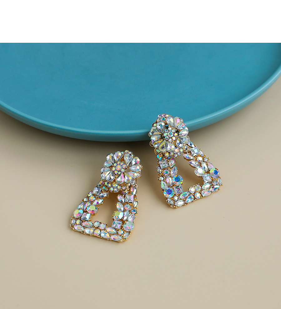  Ab Color Alloy Diamond Hollow Shape Earrings,Drop Earrings